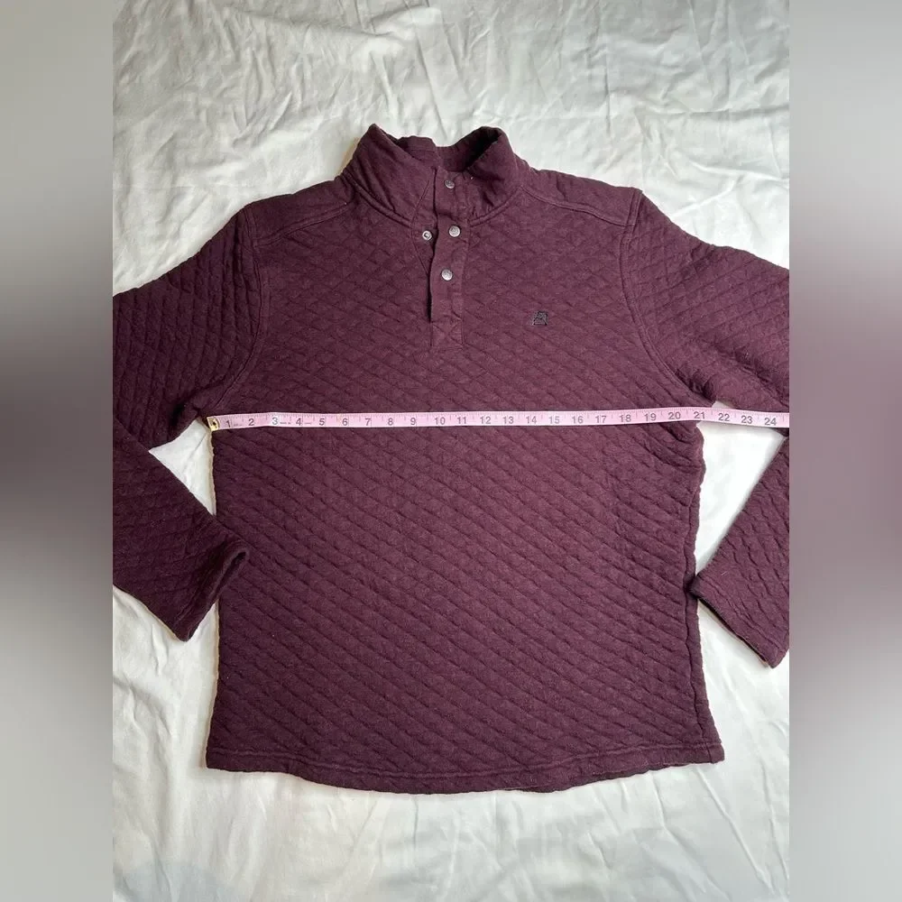 Avalanche Outdoor Quilted Burgundy Pullover Cozy Cotton Blend, Snap Front Large - Picture 6 of 11